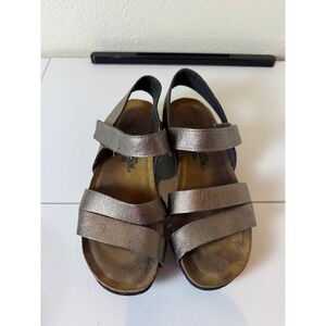 Naot Metallic Leather Wedge Sandals Women 37‎ 6.5 Comfort Minimalist Orthopedic